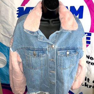 Faux Fur Denim Jean Jacket